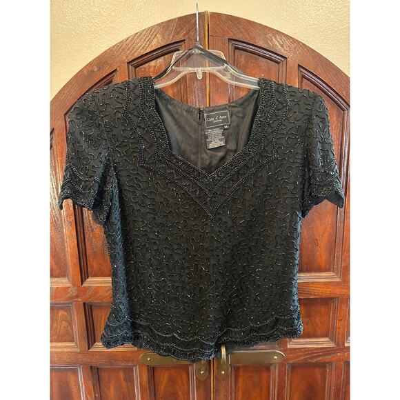 Cote d’ Azur Evening, Holiday, Beaded Top, Silk Lining, Med - Picture 1 of 6